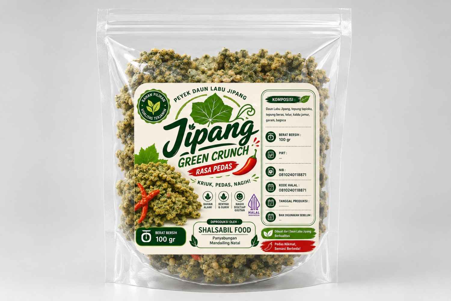 PEYEK DAUN JIPANG RASA PEDAS